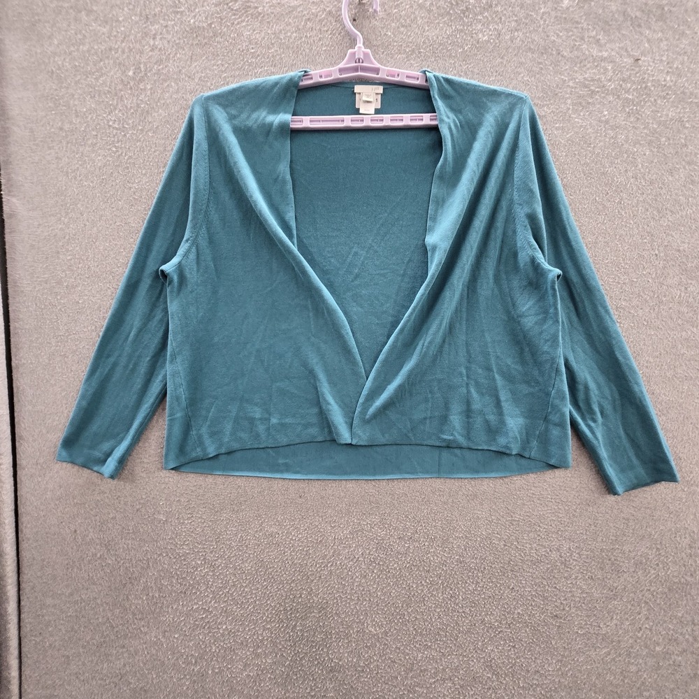 J Jill Women Sweater‎ 2X Teal Cardigan V-Neck Open